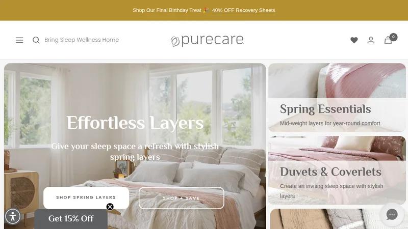Purecare Luxury Sheets Pillows And more.