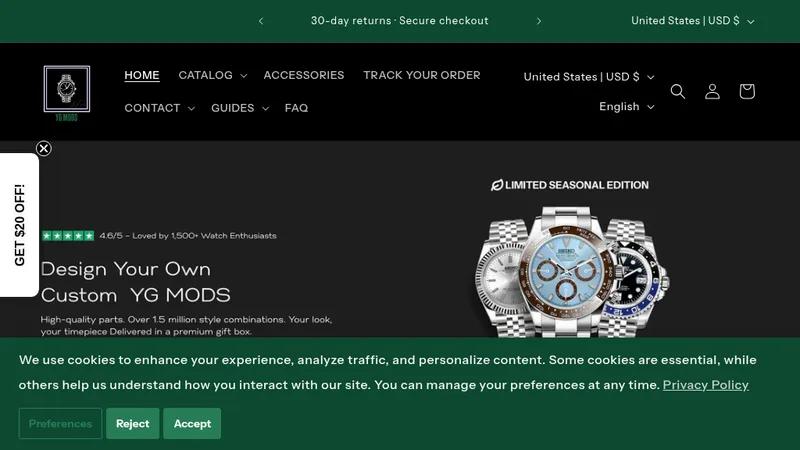 YG MODS | Shopify Watch Store Design | Luxury Watches Online Setup