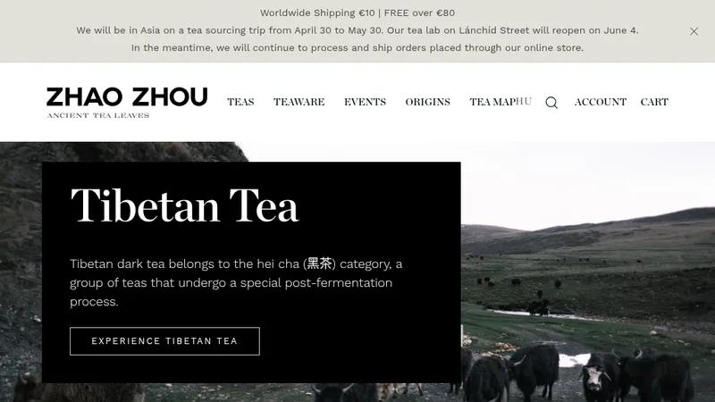 Zhao Zhou Tea Shopify store migration and store building