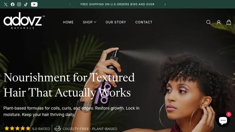 Adovz a CRO Shopify Store for Natural Textured Hair Brand