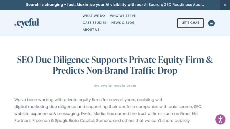 SEO Due Diligence Supports Private Equity Firm & Predicts Non-Brand Tr