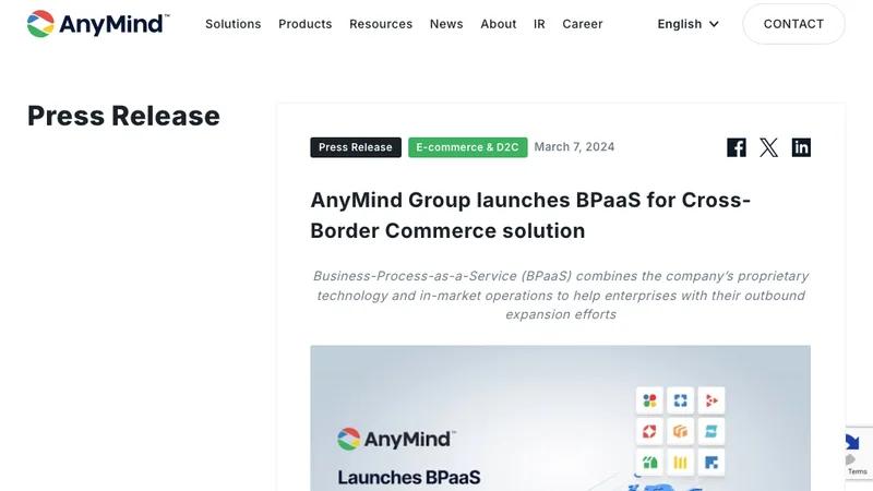 AnyMind Group launches BPaaS for Cross-Border Commerce solution