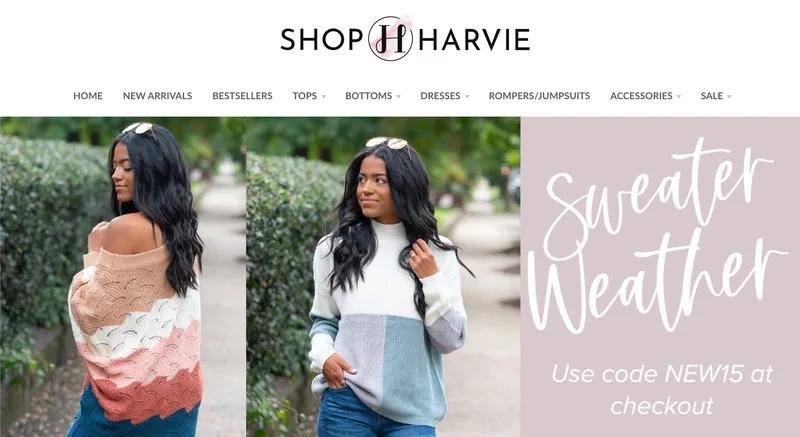 Shop Harvie Website design and build