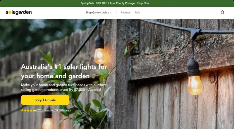Sola Garden - Shopify Store development with pixel perfect design