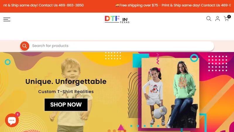 DTF printing website with gang sheet builder