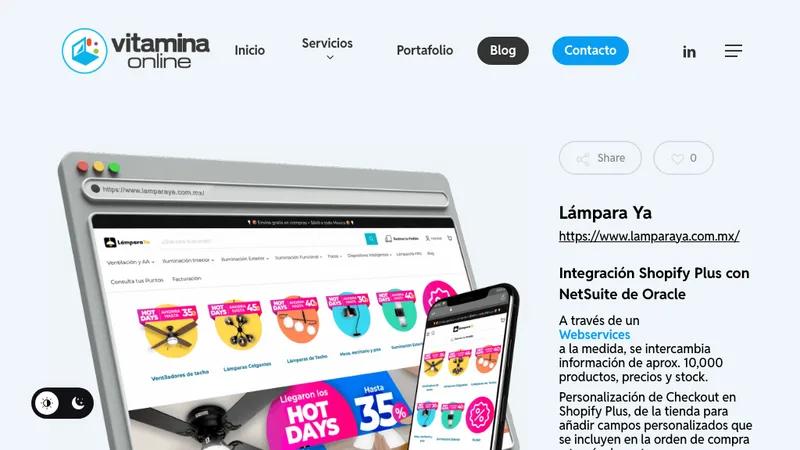 Tienda Shopify con conexión a Oracle NetSuite - Lampara Ya - B2B