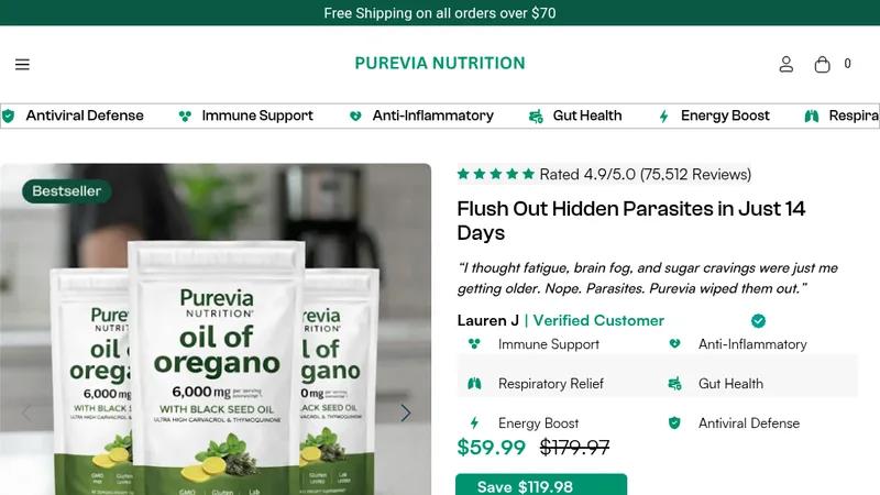 Shopify Store Design for Purevia Nutrition Supplement Brand