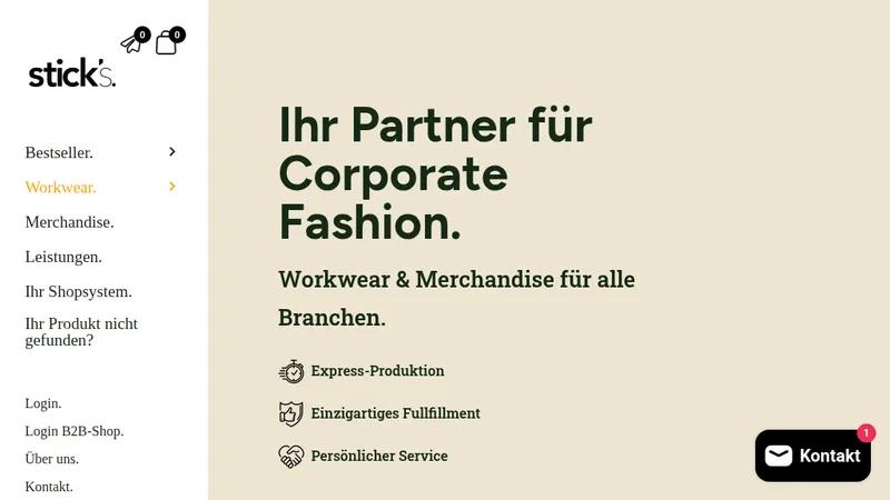 Shopify Shop für Stick's & indiv. Anfragetool