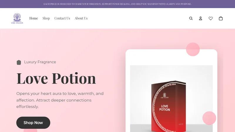 Vibe Higher – Custom Shopify Store for a Luxury Spiritual Lifestyle Br