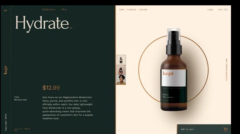 Kept Skincare - Headless Shopify Website