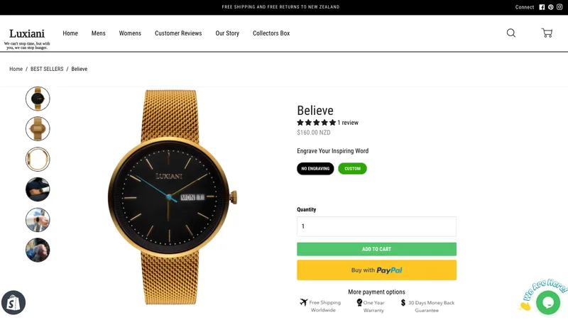 Product page custom engraving