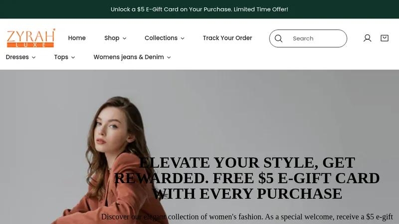 Website for a clothing brand - ZyrahLuxe
