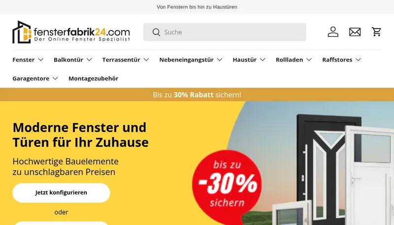 Fensterfabrik24 – Shopify-Shop mit Fenster- und Türenkonfigurator