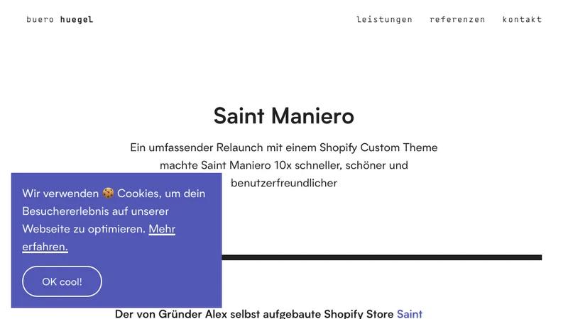 Saint Maniero: Shopify Relaunch & Custom Theme