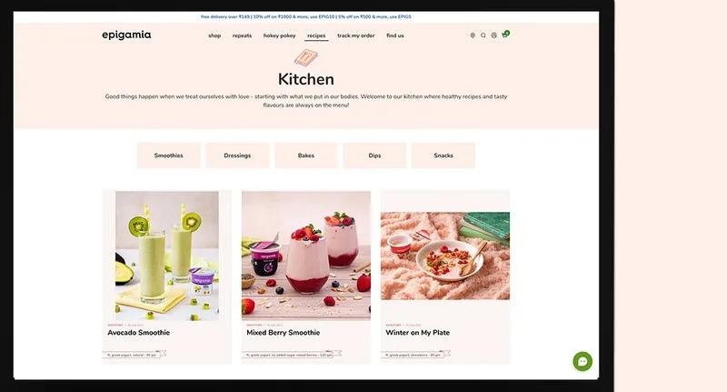 Epigamia- Store setup, optimised user journey, custom integrations