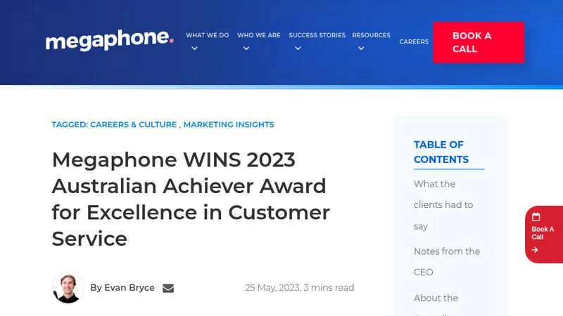 Megaphone WINS Customer Service Excellence award 4 years running