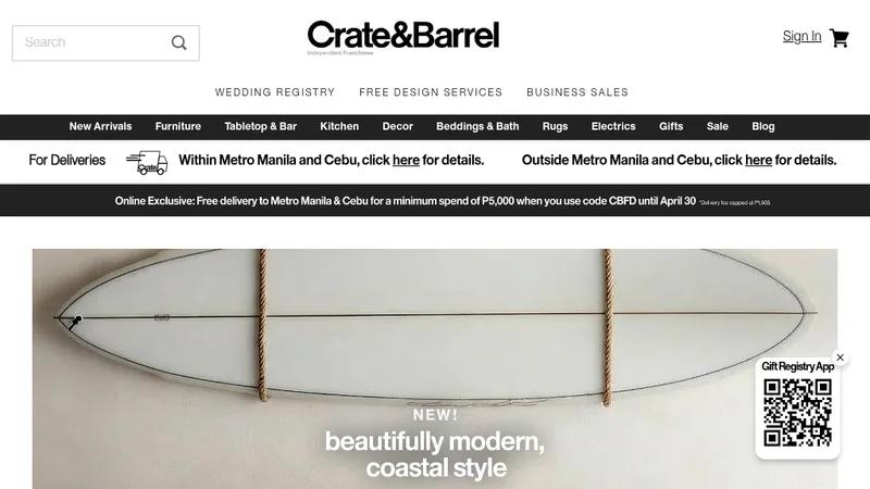 Crate & Barrel Philippines SEO Migration on Shopify