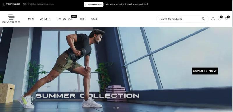The Diverse Active wear Website development and migration