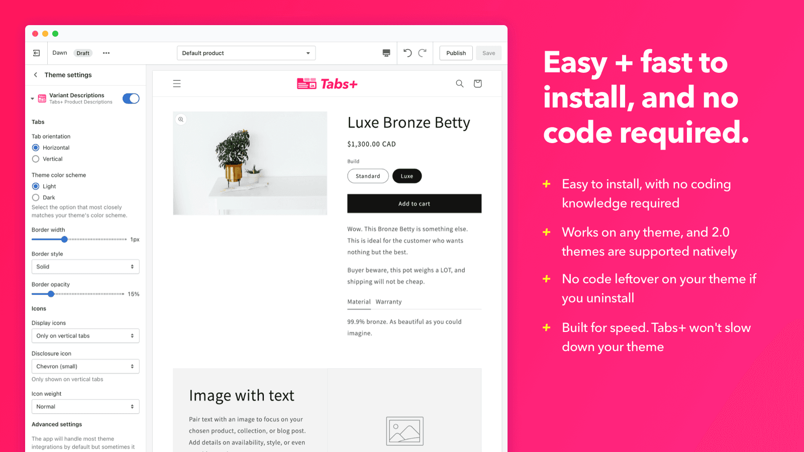 Tabs + Product Descriptions screenshot 2
