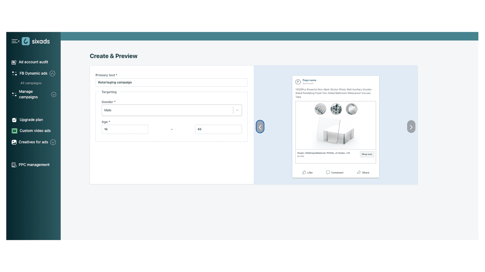 Sixads advertising automation screenshot 2