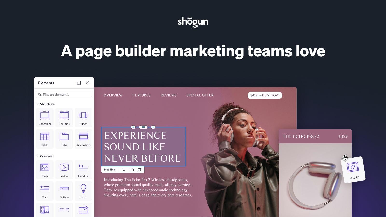 Shogun ‑ Landing Page Builder screenshot 1