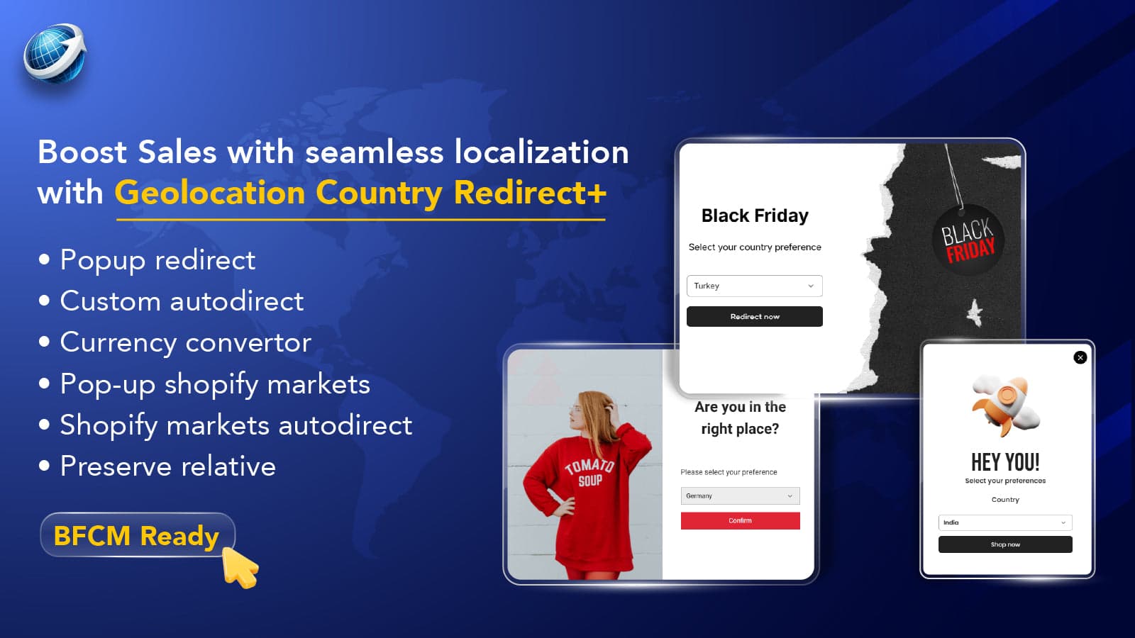 Geolocation country redirect + screenshot 1