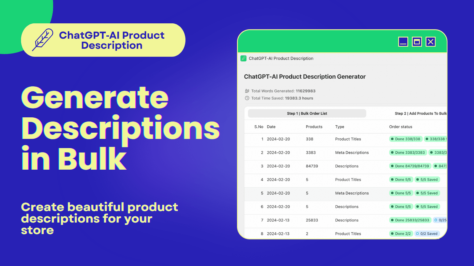 ChatGPT AI Product Description screenshot 1