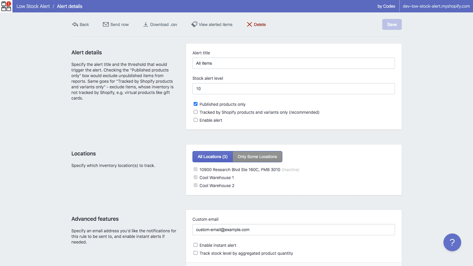 LSA Low Stock Alert screenshot 2