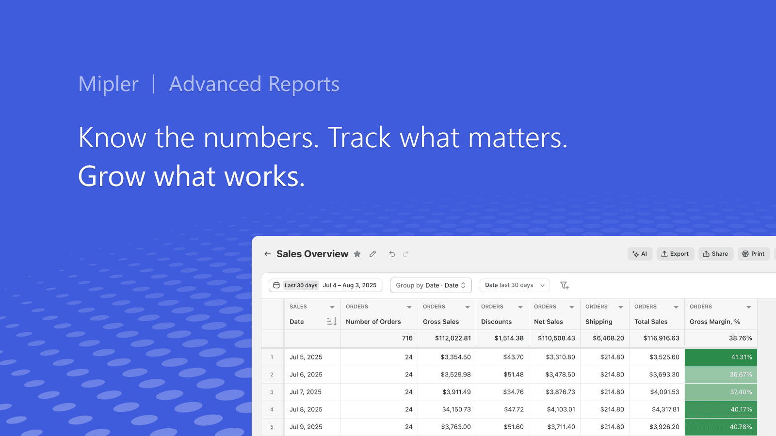 Mipler ‑ Advanced Reports screenshot 1