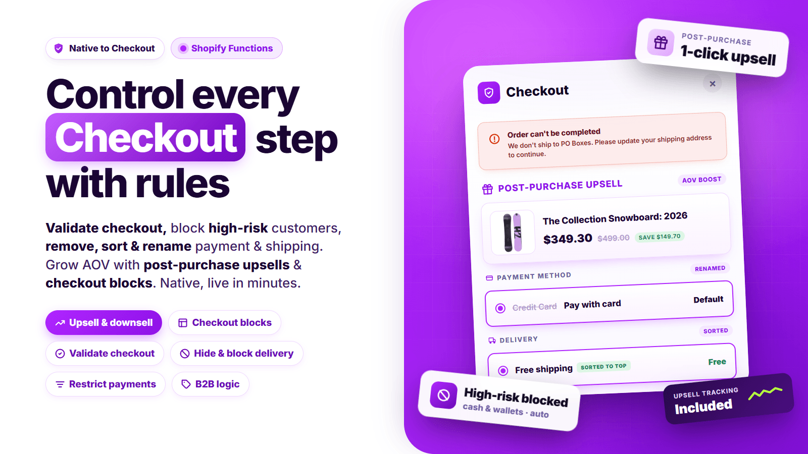 SMART Checkout Rules & Upsells screenshot 1