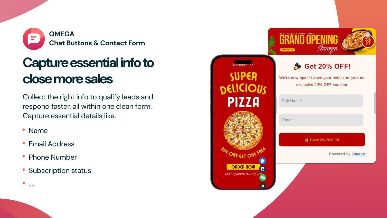 O: Chat buttons & Contact Form screenshot 2