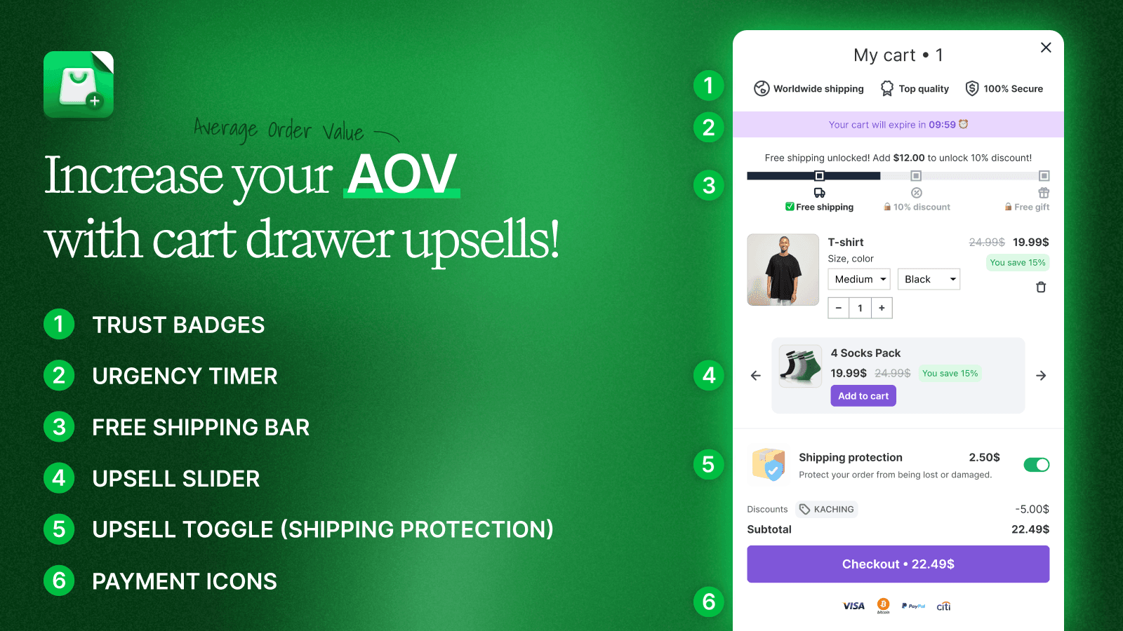 Kaching CartDrawer Cart Upsell screenshot 1