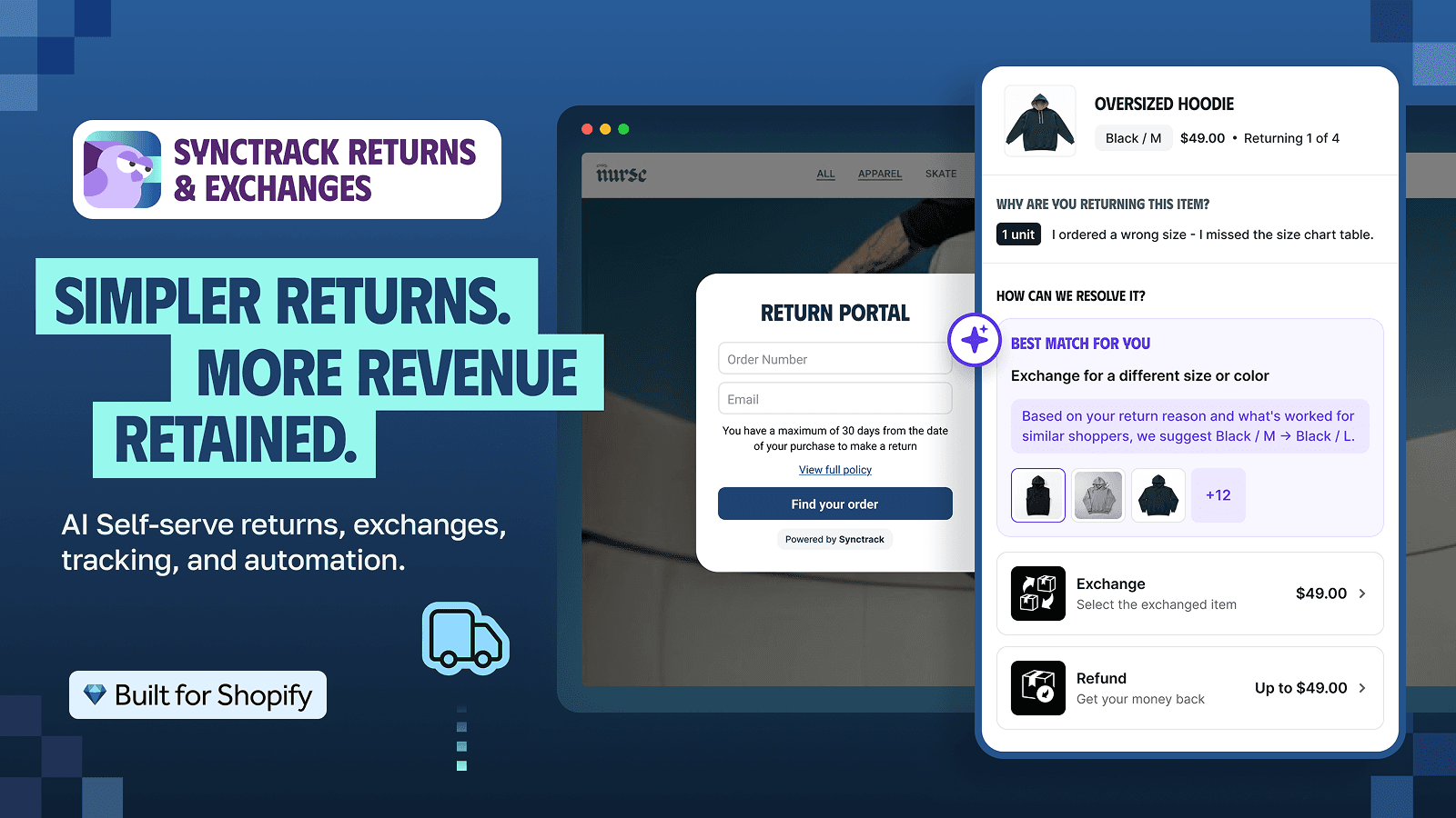 Synctrack Returns & Exchanges screenshot 1