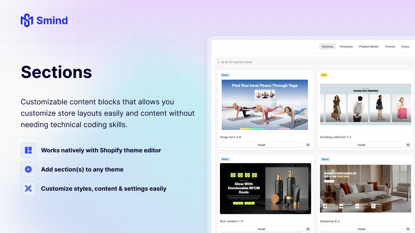 Smind Sections: Theme Sections screenshot 1