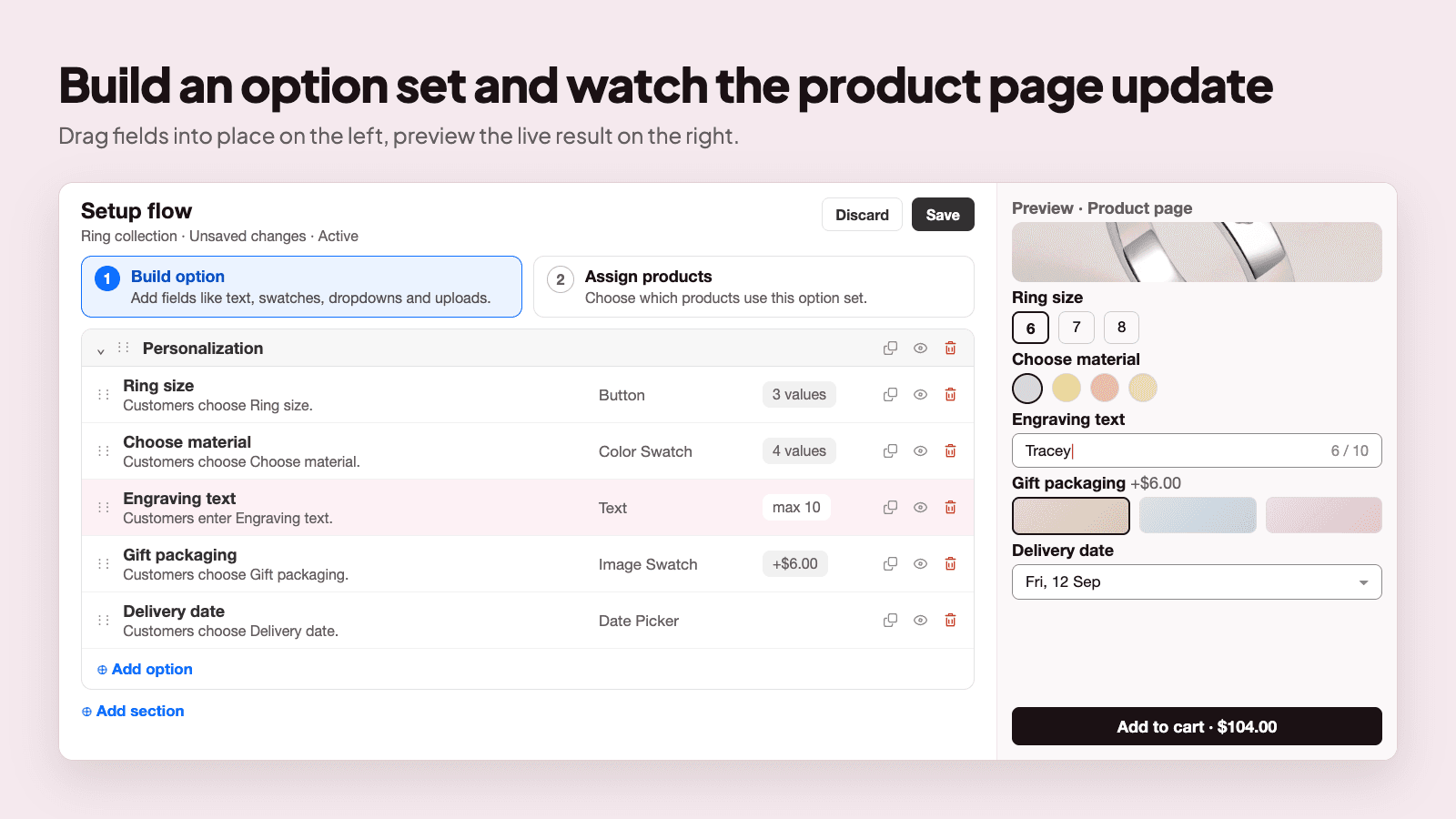 Globo Product Options, Variant screenshot 2