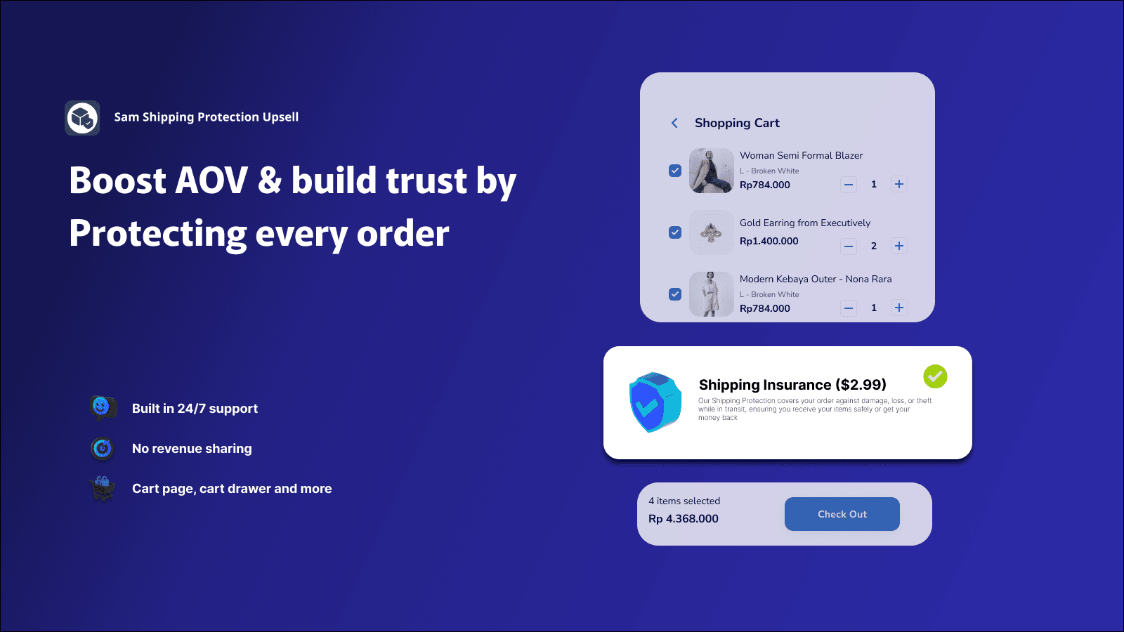 Sam Shipping Protection Upsell screenshot 1