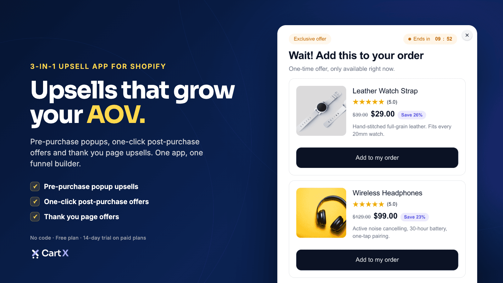 Cart X ‑ Post Purchase Upsell screenshot 1