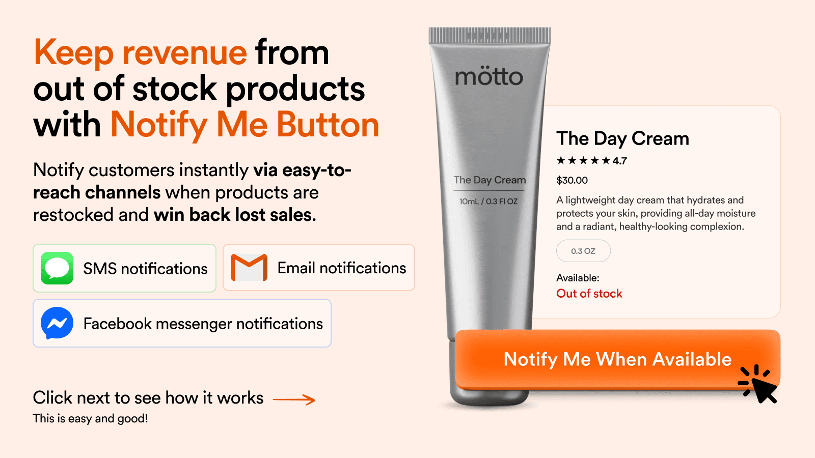 A1: back in stock | sms alerts screenshot 1