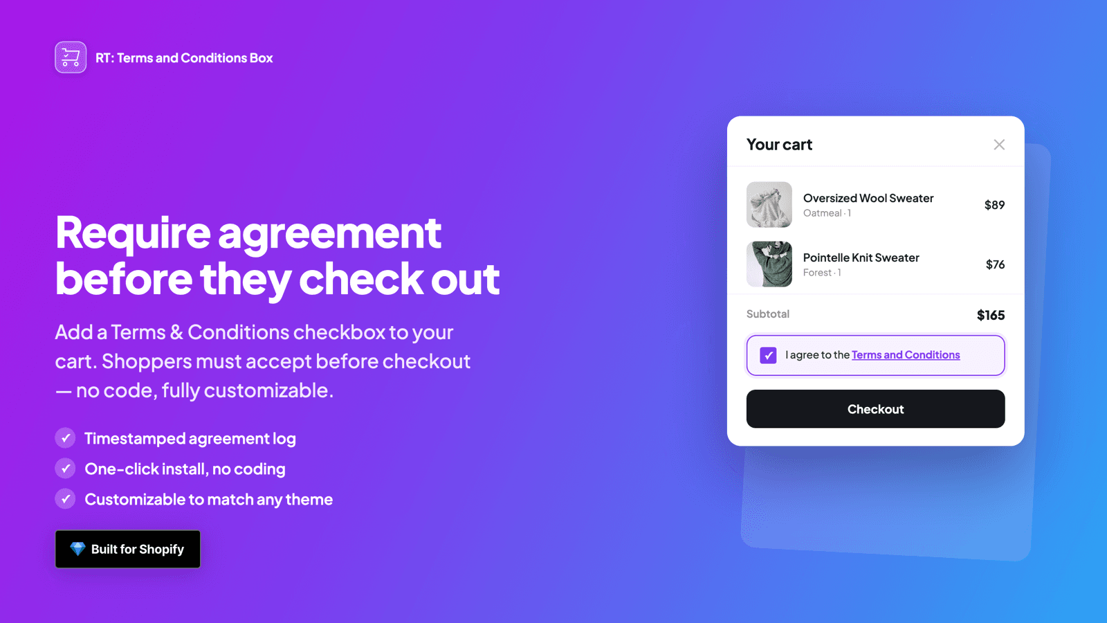 RT: Terms and Conditions Box screenshot 1