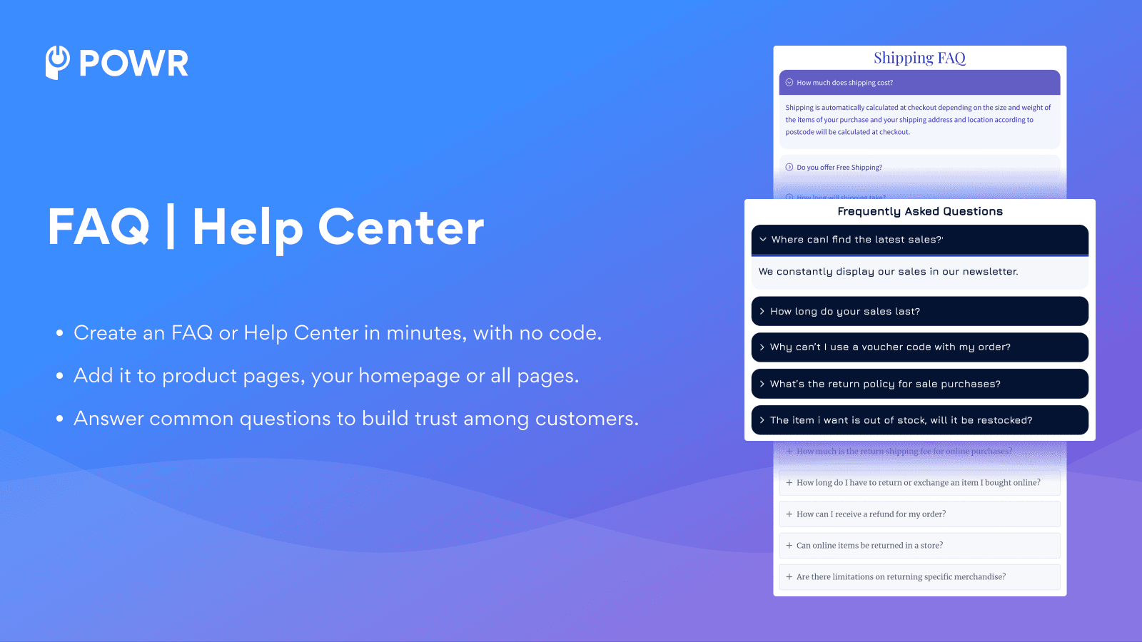 POWR: FAQ Page | Help Center screenshot 1