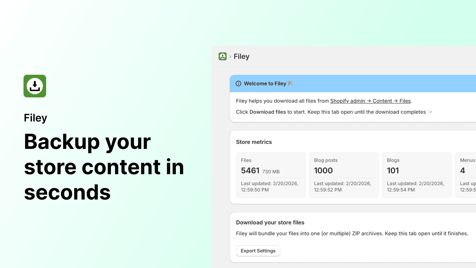 Filey ‑ Files Backup & Export screenshot 1