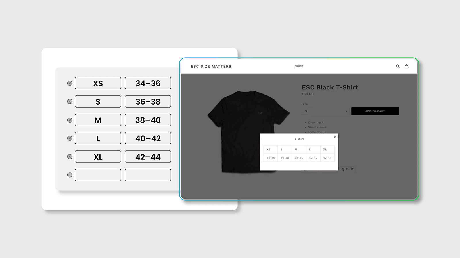 ESC Size Charts screenshot 1