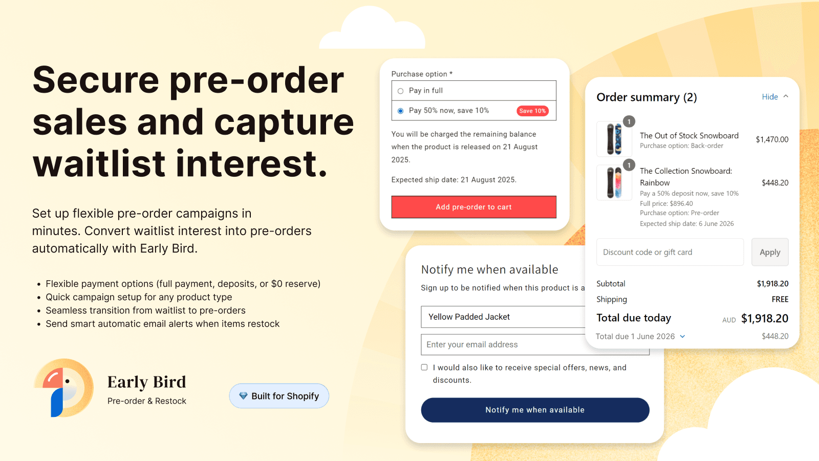 Early Bird: Preorder & Restock screenshot 1