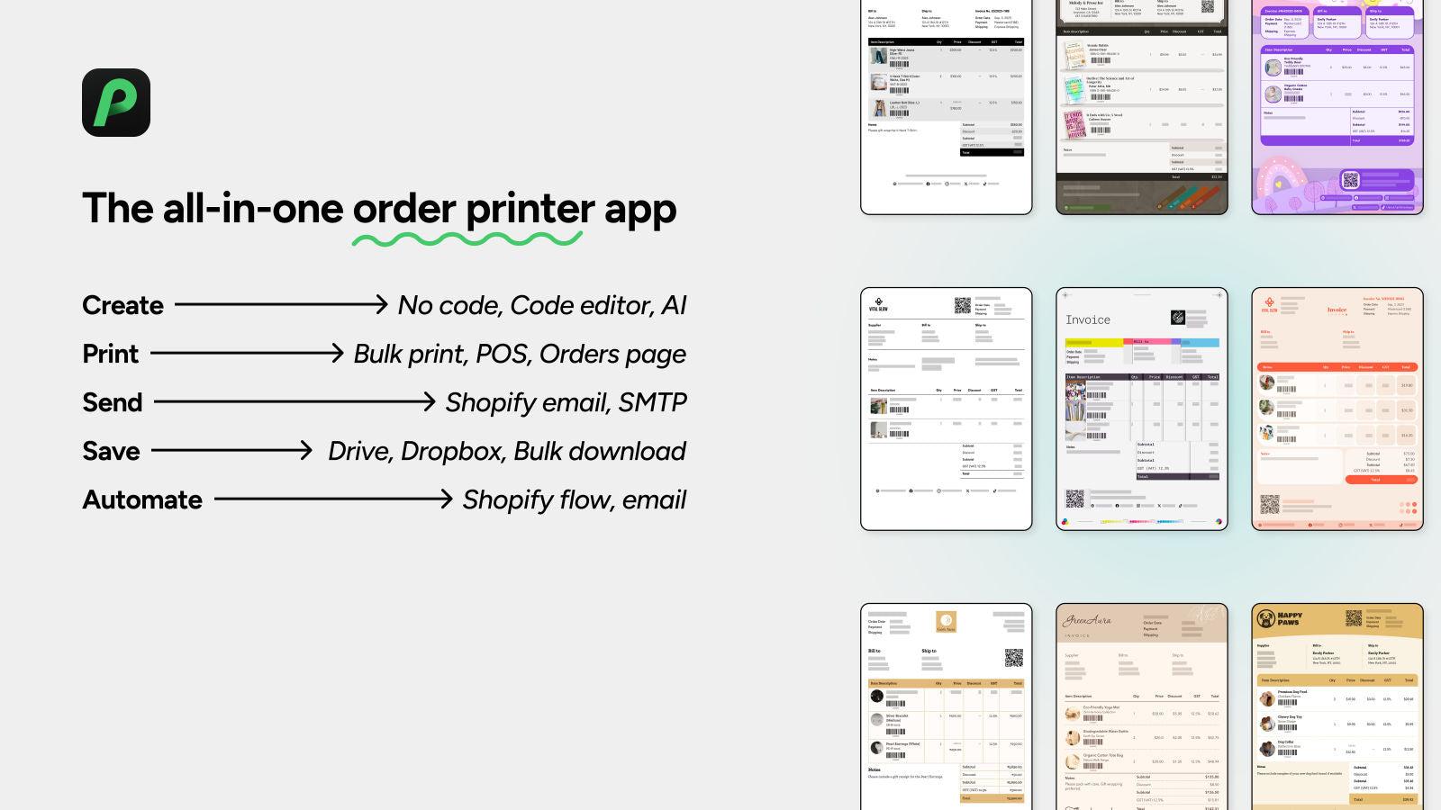 Pixi Order Printer PDF Invoice screenshot 1