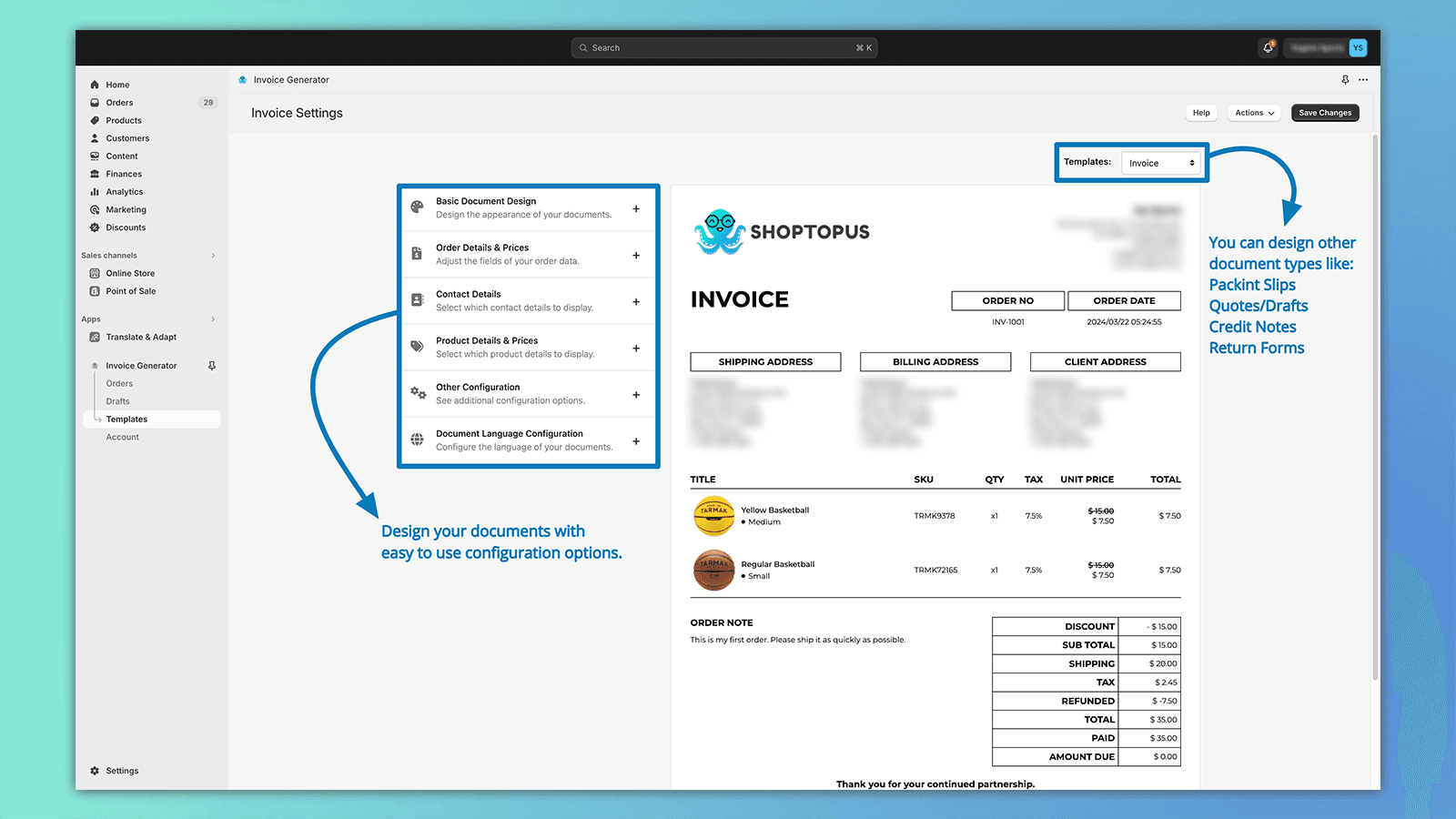 Shoptopus: Invoice Generator screenshot 2
