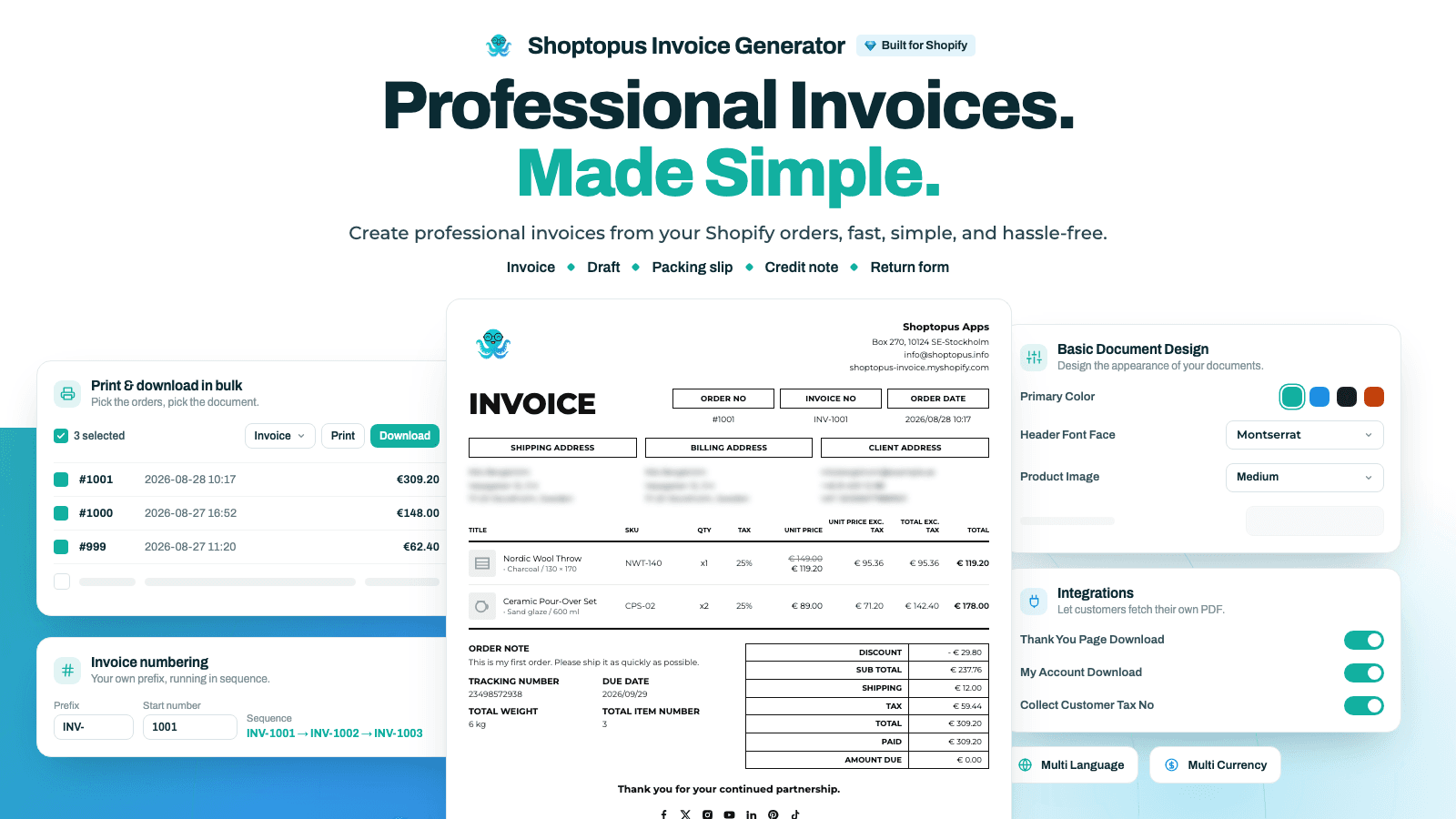 Shoptopus: Invoice Generator screenshot 1