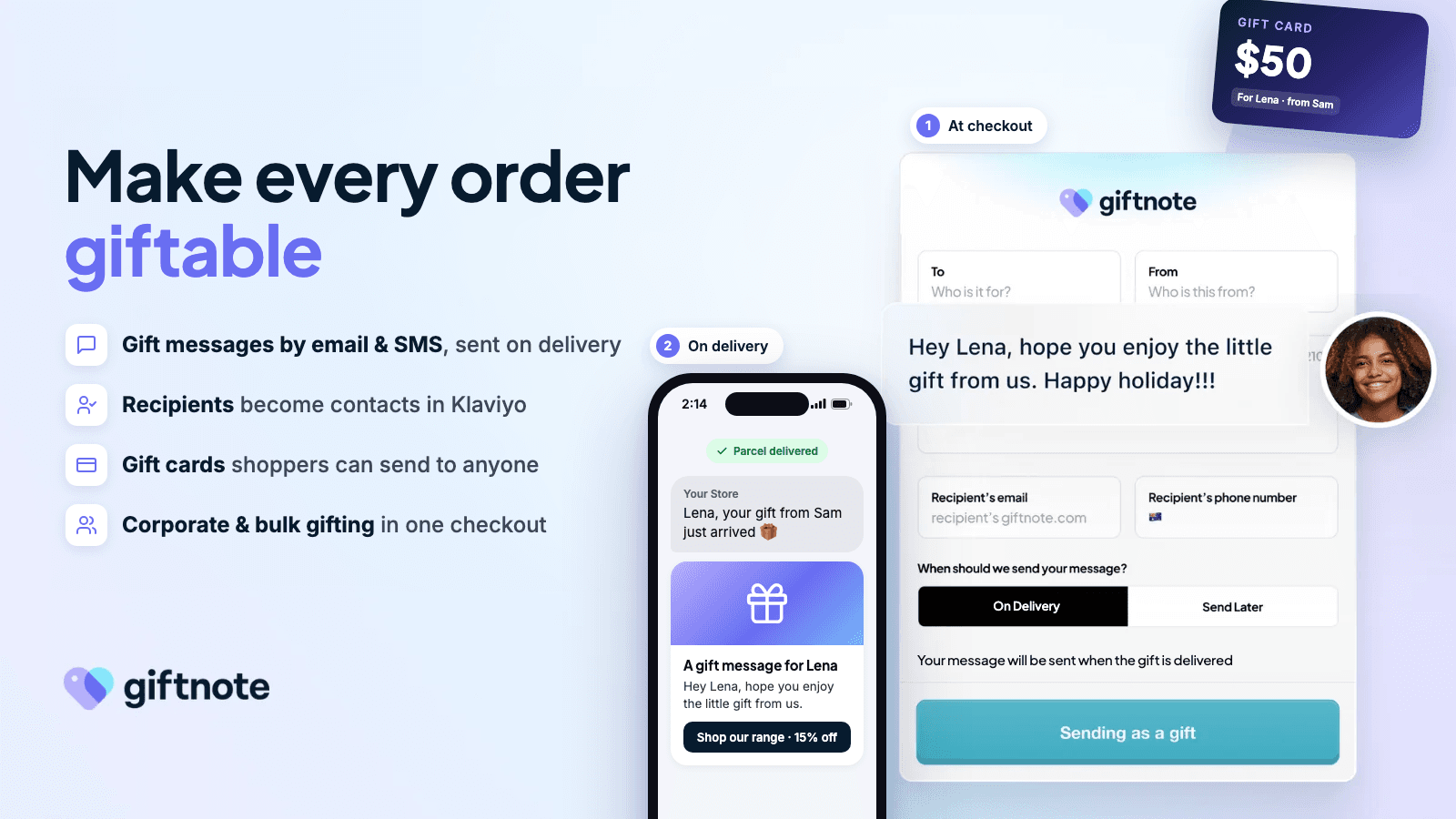 Giftnote: Gift Message & Cards screenshot 1