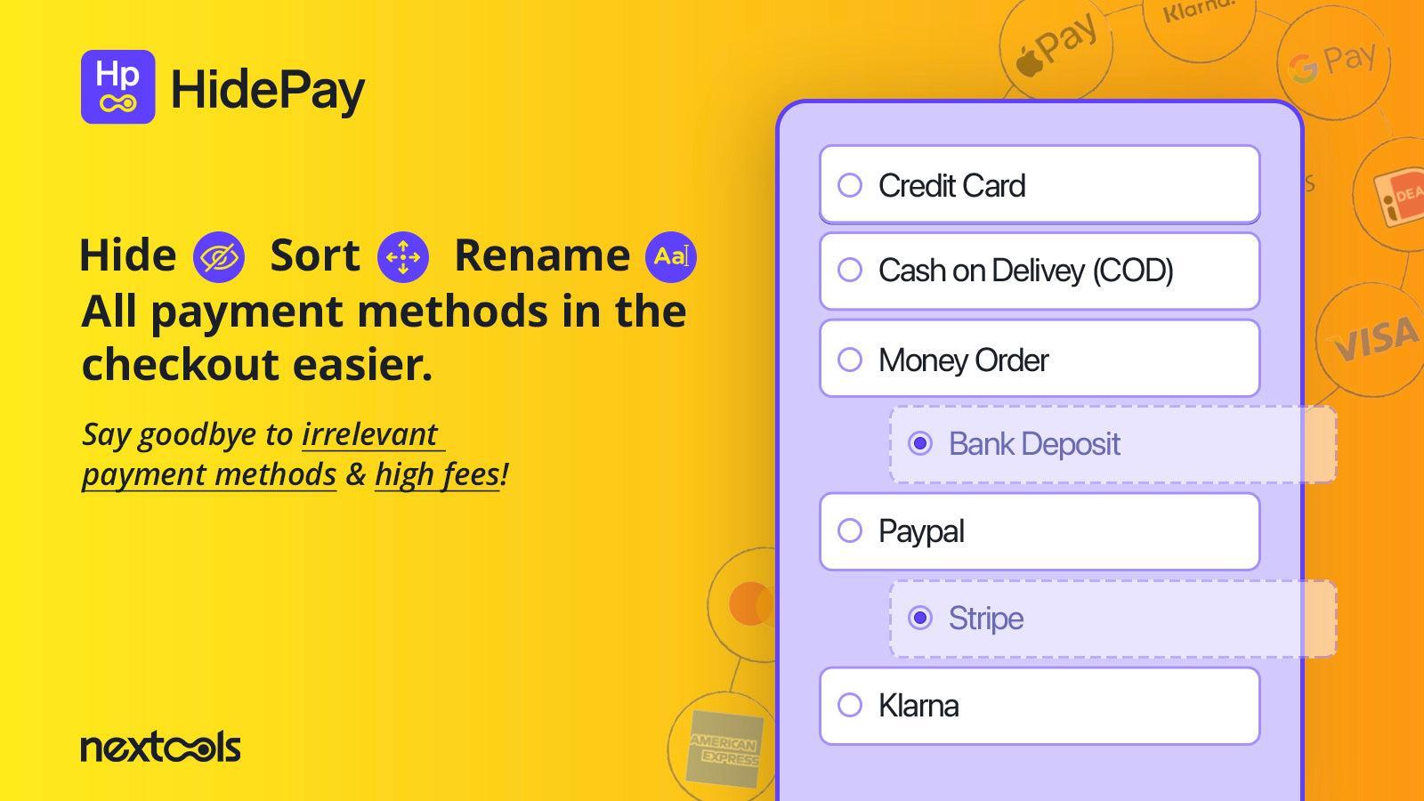 HidePay: Hide Payment Methods screenshot 1