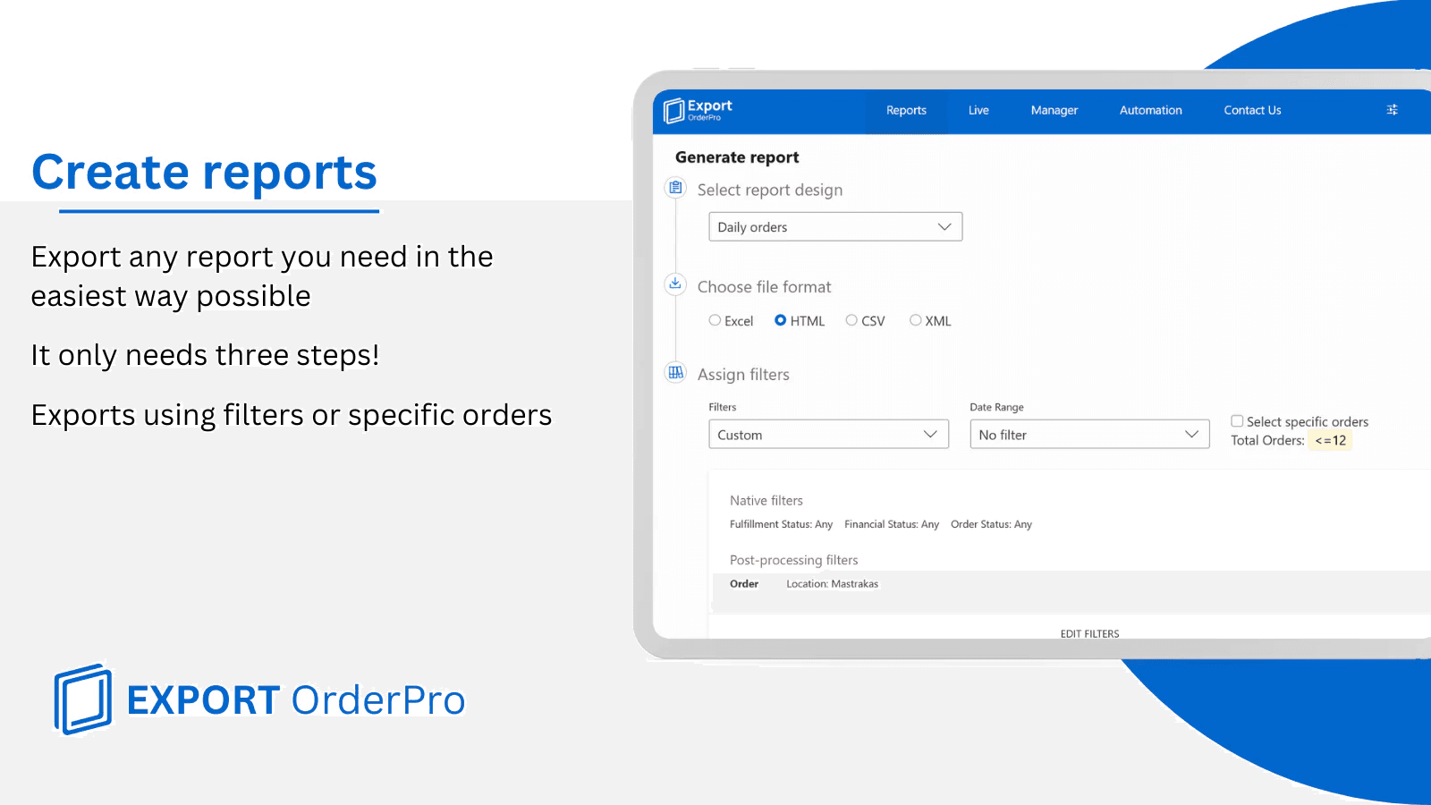 EXPORT OrderPro: Order reports screenshot 2