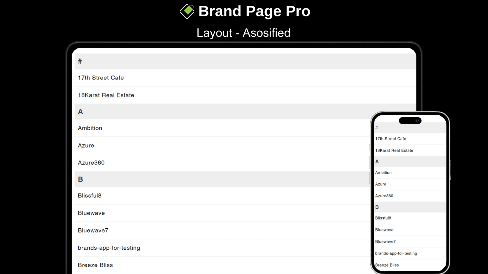 Brand Page Pro A‑Z Brands List screenshot 2